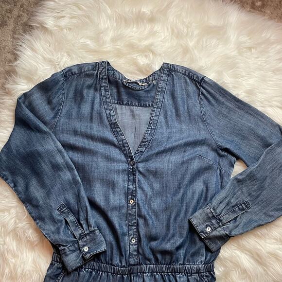 Soft Surroundings Blue Dulce Tencel Chambray Jumpsuit Sz L - Picture 3 of 12